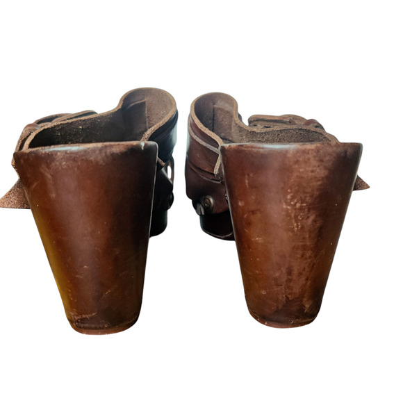 MOMA Italian Brown Leather Woven Platform Mules Size 38 Side Buckle Y2K Style - Picture 4 of 11